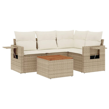 vidaXL Ensemble de canapés de jardin 5 pcs avec coussins Beige résine tressée