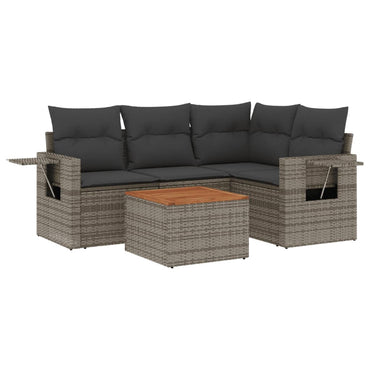 vidaXL Ensemble de canapés de jardin 5 pièces avec coussins en rotin synthétique gris