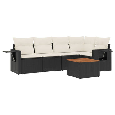 vidaXL Salon de jardin 6 pcs avec coussins Noir Résine tressée