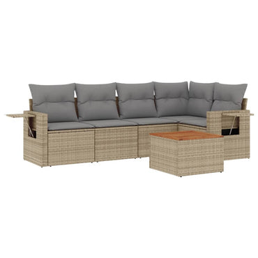 vidaXL Salon de jardin 6 pcs avec coussins beige résine tressée