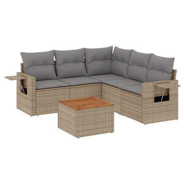 vidaXL Salon de jardin 6 pcs avec coussins beige résine tressée
