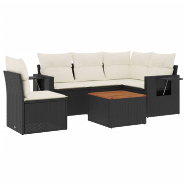 vidaXL Salon de jardin 6 pcs avec coussins Noir Résine tressée