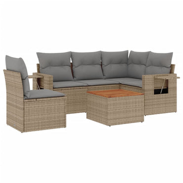 vidaXL Salon de jardin 6 pcs avec coussins beige résine tressée