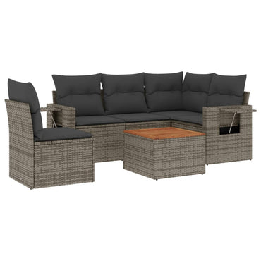 vidaXL Ensemble de canapés de jardin 6 pcs avec coussins gris résine tressée