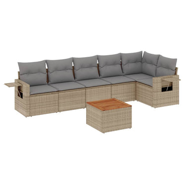 vidaXL Salon de jardin 7 pièces avec coussins en résine tressée beige