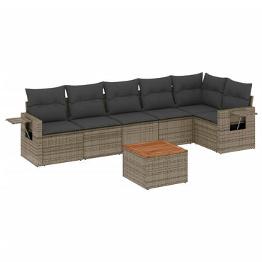 vidaXL Ensemble de canapés de jardin 7 pcs avec coussins Gris Résine tressée