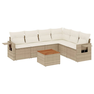 vidaXL Salon de jardin 7 pièces avec coussins en résine tressée beige