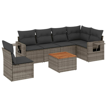 vidaXL Ensemble de canapés de jardin 7 pcs avec coussins Gris Résine tressée
