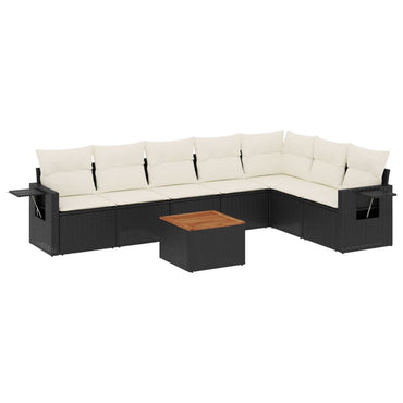 vidaXL Ensemble de canapés de jardin 8 pièces avec coussins résine tressée noir