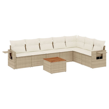 vidaXL Canapé d'angle de jardin 8 pcs avec coussins Résine tressée Beige