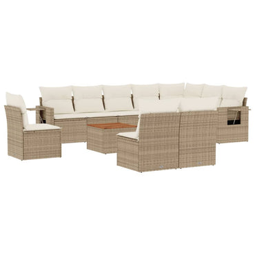 vidaXL Ensemble de canapés de jardin 11 pcs avec coussins en rotin synthétique beige