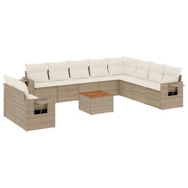 vidaXL Ensemble de canapés de jardin 11 pcs avec coussins en rotin synthétique beige