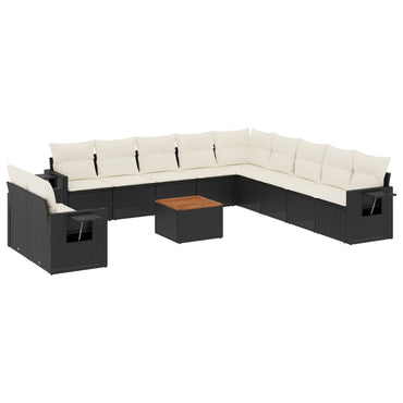 vidaXL Ensemble de canapés de jardin 12 pcs avec coussins Noir Résine tressée