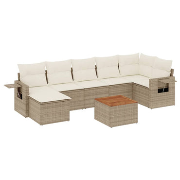 vidaXL Canapé d'angle de jardin 8 pcs avec coussins Résine tressée Beige