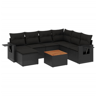 vidaXL Ensemble de canapés de jardin 8 pièces avec coussins résine tressée noir