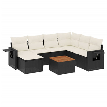 vidaXL Ensemble de canapés de jardin 8 pièces avec coussins résine tressée noir