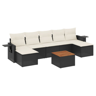 vidaXL Ensemble de canapés de jardin 8 pièces avec coussins résine tressée noir
