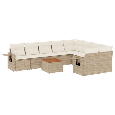 vidaXL Salon de jardin 10 pcs avec coussins beige résine tressée