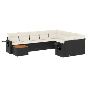 vidaXL Salon de jardin 10 pcs avec coussins Noir Résine tressée