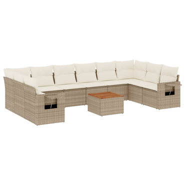 vidaXL Ensemble de canapés de jardin 11 pcs avec coussins en rotin synthétique beige