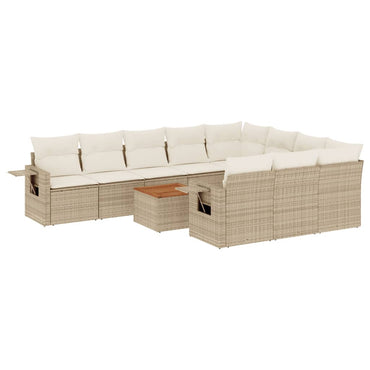vidaXL Ensemble de canapés de jardin 11 pcs avec coussins en rotin synthétique beige
