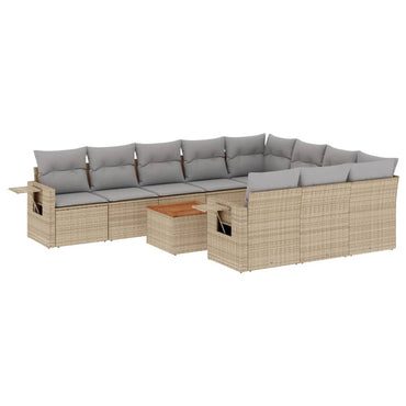 vidaXL Ensemble de canapés de jardin 11 pcs avec coussins en rotin synthétique beige