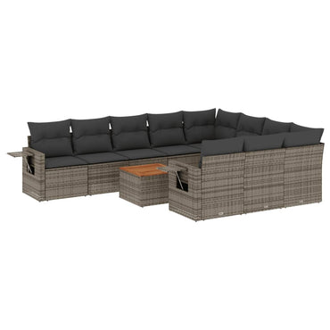 vidaXL Ensemble de canapés de jardin 11 pcs avec coussins en résine tressée gris
