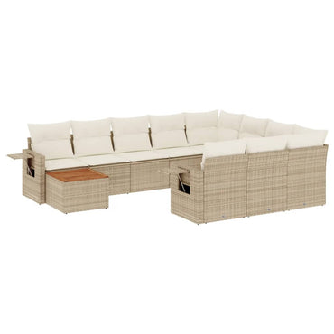 vidaXL Ensemble de canapés de jardin 11 pcs avec coussins en rotin synthétique beige