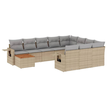 vidaXL Ensemble de canapés de jardin 11 pcs avec coussins en rotin synthétique beige
