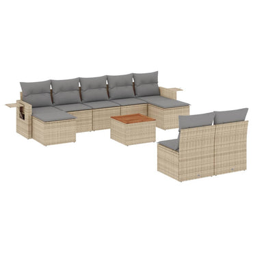 vidaXL Salon de jardin 10 pcs avec coussins beige résine tressée