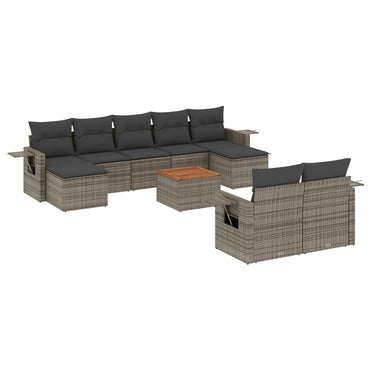 vidaXL Salon de jardin 10 pcs avec coussins résine tressée gris