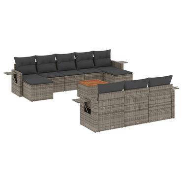 vidaXL Ensemble de canapés de jardin 11 pcs avec coussins en résine tressée gris