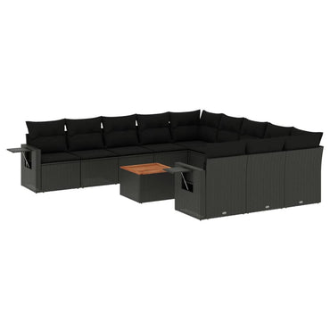 vidaXL Ensemble de canapés de jardin 12 pcs avec coussins Noir Résine tressée