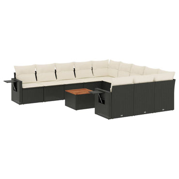 vidaXL Ensemble de canapés de jardin 12 pcs avec coussins Noir Résine tressée