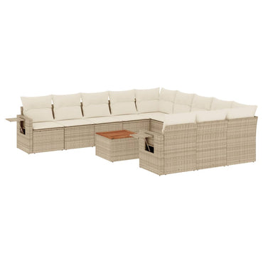 vidaXL Salon de jardin 12 pcs avec coussins résine tressée beige