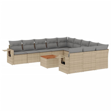 vidaXL Salon de jardin 12 pcs avec coussins résine tressée beige