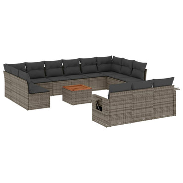 vidaXL Ensemble de canapés de jardin 14 pcs avec coussins gris en résine tressée