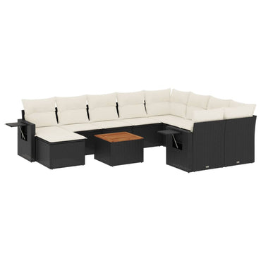 vidaXL Salon de jardin 11 pcs avec coussins Noir Résine tressée