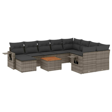 vidaXL Ensemble de canapés de jardin 11 pcs avec coussins en résine tressée gris