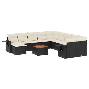 vidaXL Ensemble de canapés de jardin 12 pcs avec coussins Noir Résine tressée