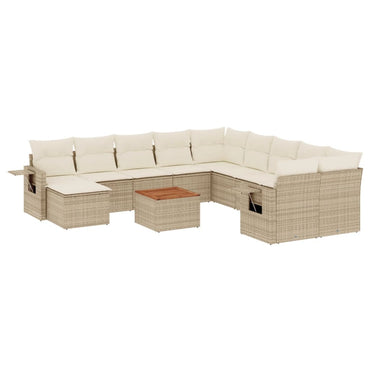 vidaXL Salon de jardin 12 pcs avec coussins résine tressée beige