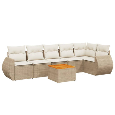 vidaXL Salon de jardin 7 pièces avec coussins en résine tressée beige