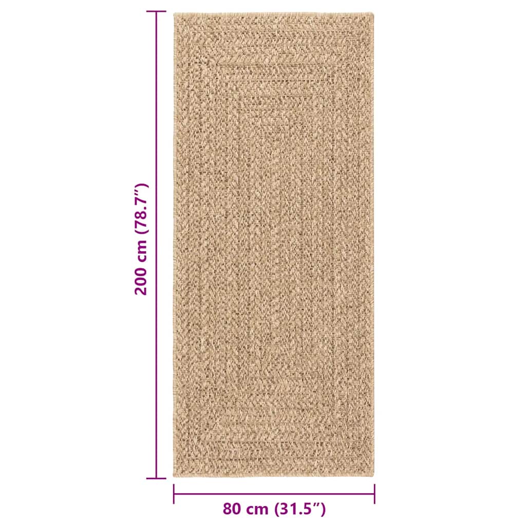 vidaXL Teppich ZIZUR 80x200 cm Jute-Optik Indoor und Outdoor