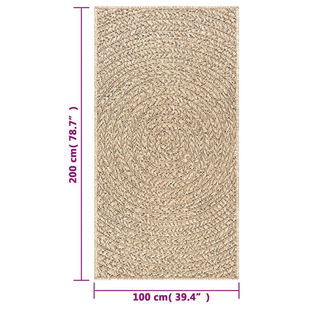 vidaXL Teppich ZIZUR 100x200 cm Jute-Optik Indoor und Outdoor