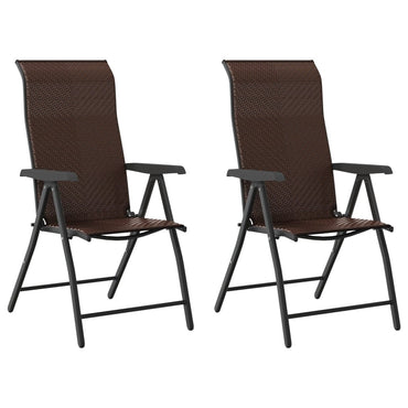 vidaXL Chaises de jardin pliables 2 pcs Résine tressée Marron