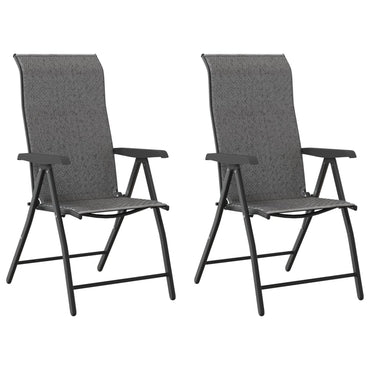 vidaXL Gartenstühle 2 Stk. Klappbar Grau Poly Rattan