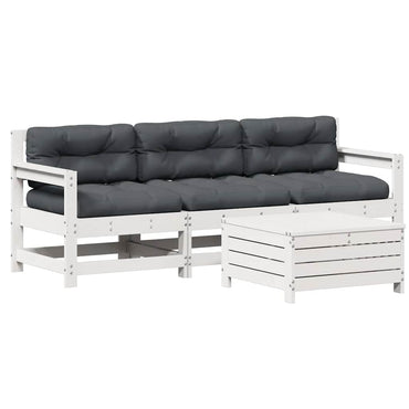vidaXL 4-tlg. Garten-Lounge-Set mit Kissen Weiß Massivholz Kiefer
