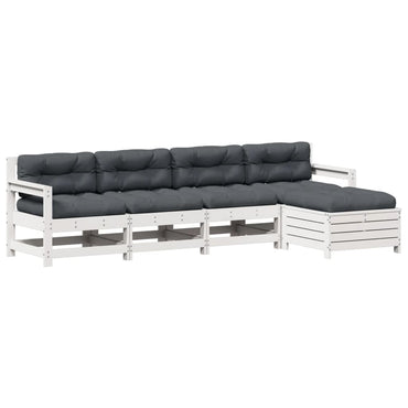 vidaXL 5-tlg. Garten-Lounge-Set mit Kissen Weiß Massivholz Kiefer