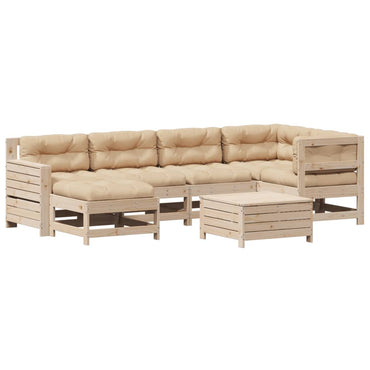 vidaXL 7-tlg. Garten-Lounge-Set mit Kissen Massivholz Kiefer