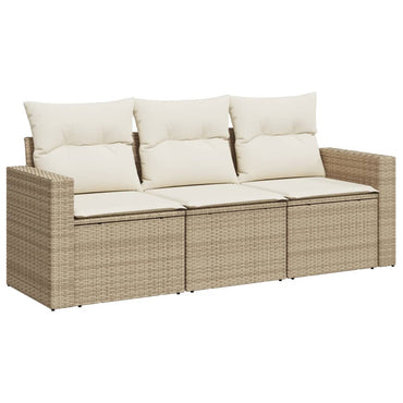 vidaXL Salon de jardin 3 pcs avec coussins Beige Résine tressée